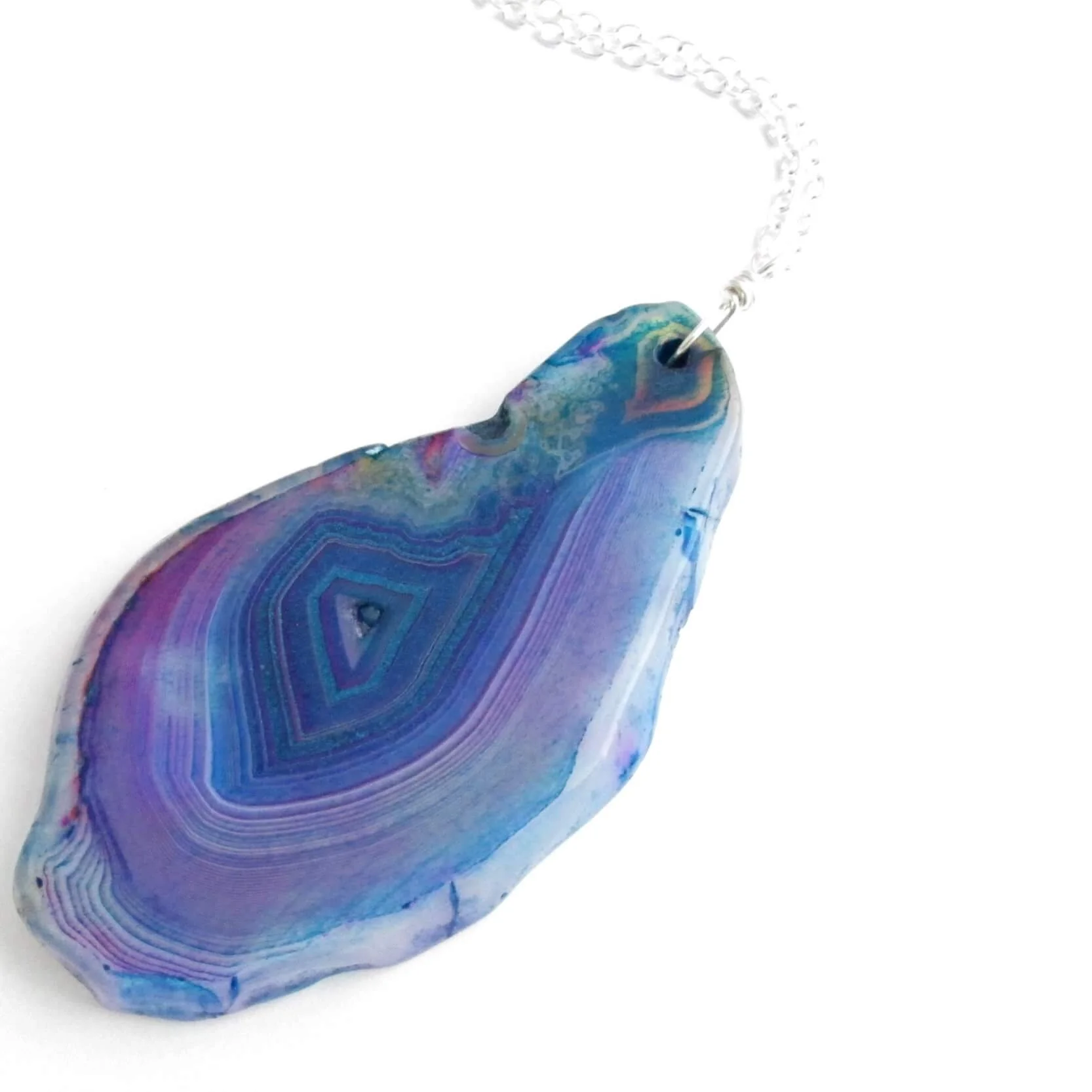 Blue Purple Agate Necklace Colorful Stone Pendant CindyLouWho2